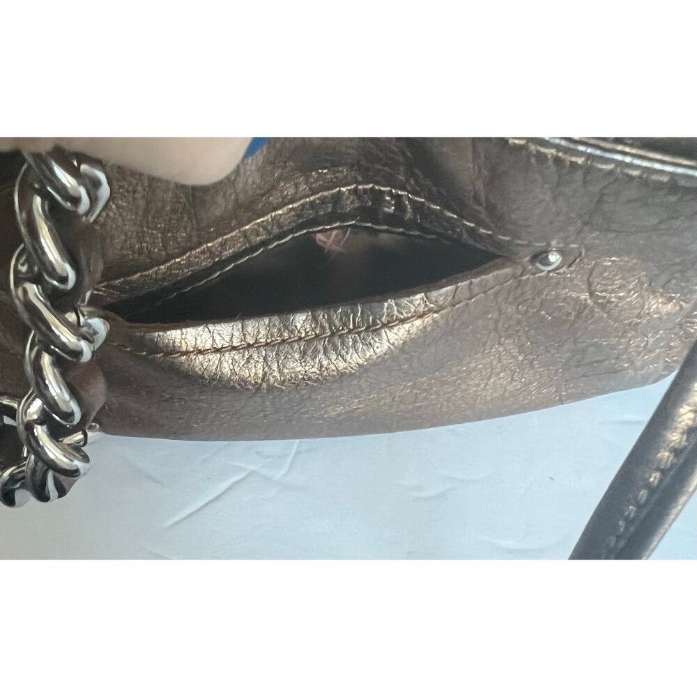 B‎ Makowsky Crossbody Bag Women Small Copper Excellent Metallic Leather Chain - Picture 11 of 13
